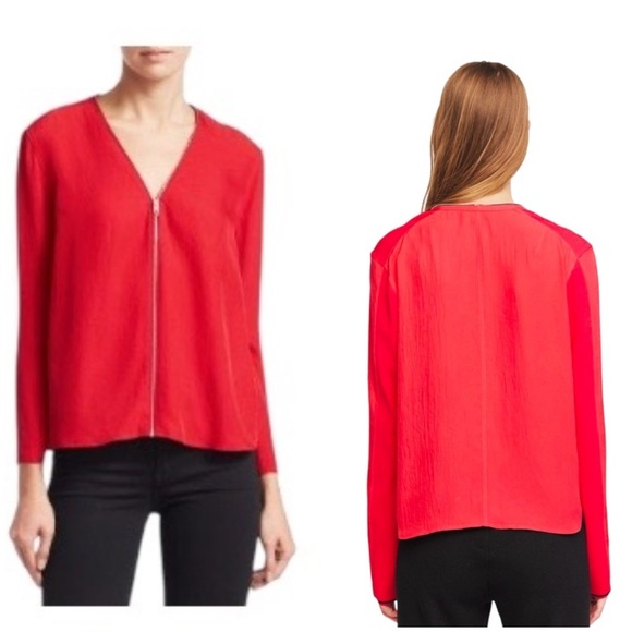 RAG & BONE | Vanessa V Neck Zip Front Orange Top Size M - Picture 2 of 11